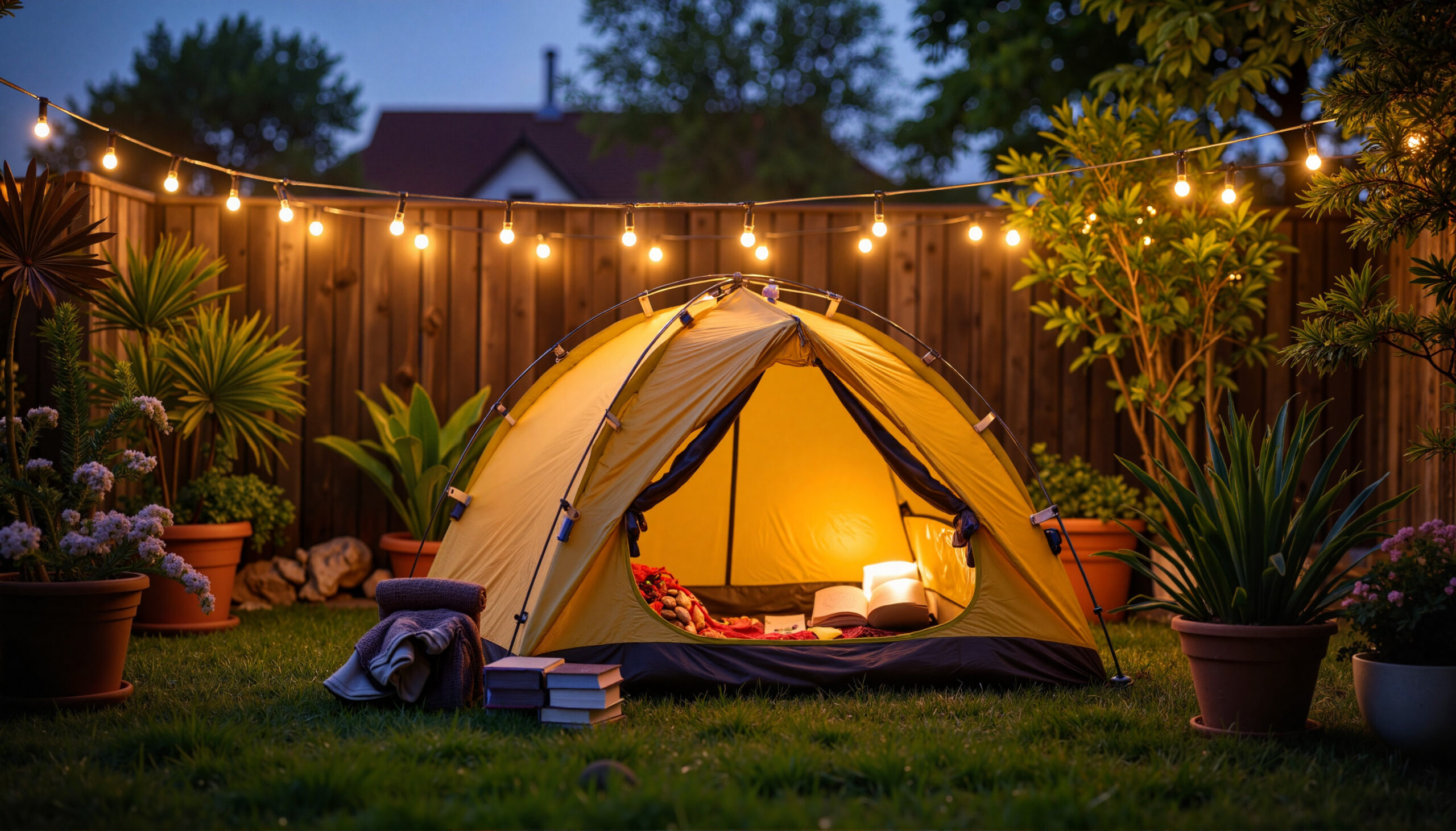 昼も夜も楽しめる、庭キャンプのある暮らし